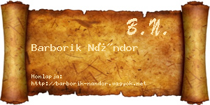 Barborik Nándor névjegykártya