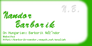 nandor barborik business card